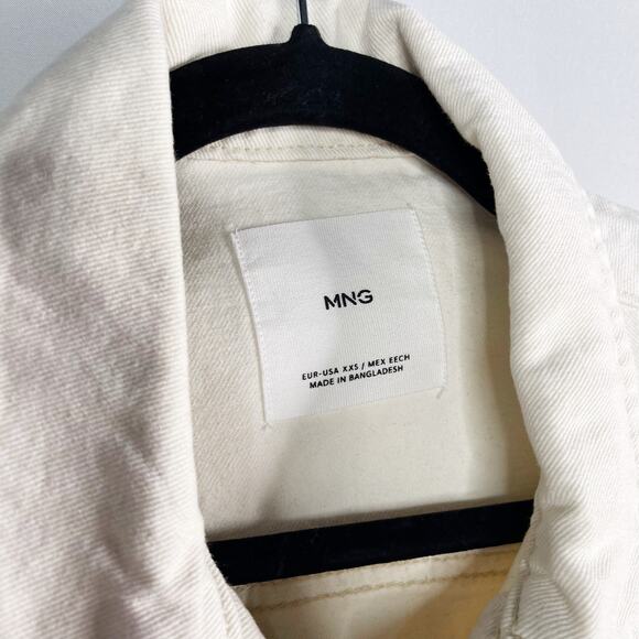 Mango Womens XXS Off White Oversized Sleeveless Denim Vest Seams Button Front - Picture 5 of 9